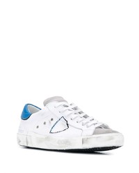 weiße und blaue Leder niedrige Sneakers von Philippe Model Paris