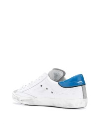 weiße und blaue Leder niedrige Sneakers von Philippe Model Paris