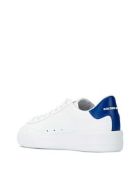 weiße und blaue Leder niedrige Sneakers von Golden Goose