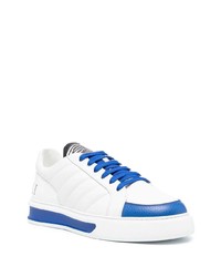 weiße und blaue Leder niedrige Sneakers von Roberto Cavalli