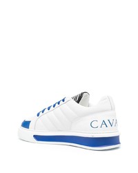 weiße und blaue Leder niedrige Sneakers von Roberto Cavalli