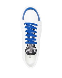 weiße und blaue Leder niedrige Sneakers von Roberto Cavalli