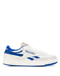 weiße und blaue Leder niedrige Sneakers von Reebok