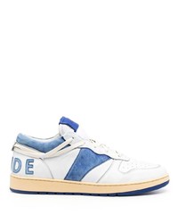 weiße und blaue Leder niedrige Sneakers von Rhude