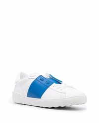 weiße und blaue Leder niedrige Sneakers von Valentino Garavani