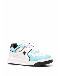 weiße und blaue Leder niedrige Sneakers von Valentino Garavani