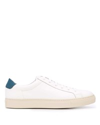 weiße und blaue Leder niedrige Sneakers von Scarosso