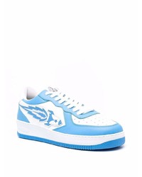 weiße und blaue Leder niedrige Sneakers von Enterprise Japan