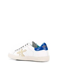 weiße und blaue Leder niedrige Sneakers von Premiata