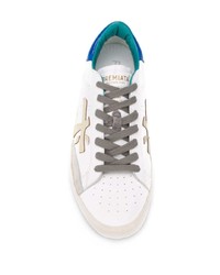 weiße und blaue Leder niedrige Sneakers von Premiata