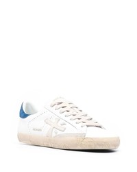 weiße und blaue Leder niedrige Sneakers von Premiata