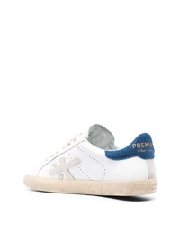 weiße und blaue Leder niedrige Sneakers von Premiata