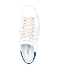 weiße und blaue Leder niedrige Sneakers von Premiata