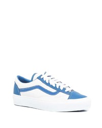 weiße und blaue Leder niedrige Sneakers von Vans