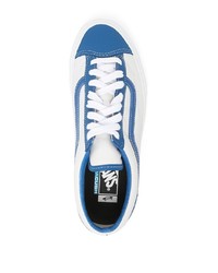 weiße und blaue Leder niedrige Sneakers von Vans