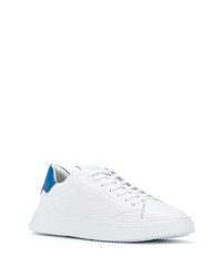 weiße und blaue Leder niedrige Sneakers von Philippe Model Paris