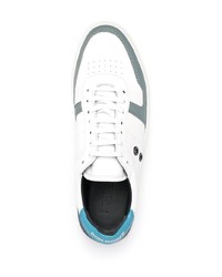 weiße und blaue Leder niedrige Sneakers von Ron Dorff