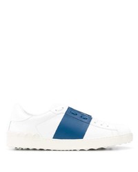 weiße und blaue Leder niedrige Sneakers von Valentino Garavani