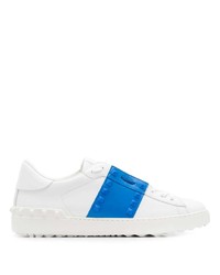 weiße und blaue Leder niedrige Sneakers von Valentino Garavani