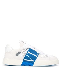 weiße und blaue Leder niedrige Sneakers von Valentino Garavani