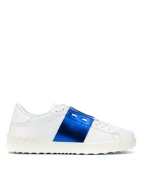 weiße und blaue Leder niedrige Sneakers von Valentino Garavani