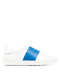 weiße und blaue Leder niedrige Sneakers von Valentino Garavani
