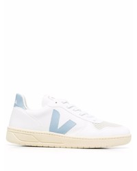 weiße und blaue Leder niedrige Sneakers von Veja