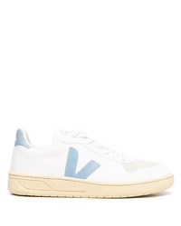 weiße und blaue Leder niedrige Sneakers von Veja