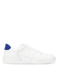 weiße und blaue Leder niedrige Sneakers von Versace