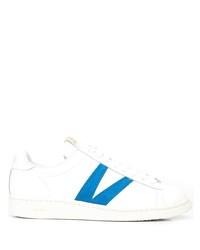 weiße und blaue Leder niedrige Sneakers von VISVIM