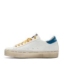 weiße und blaue Leder niedrige Sneakers von Golden Goose