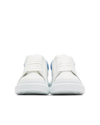 weiße und blaue Leder niedrige Sneakers von Alexander McQueen