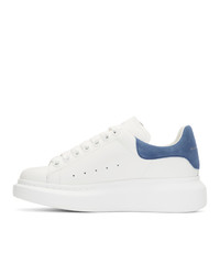 weiße und blaue Leder niedrige Sneakers von Alexander McQueen