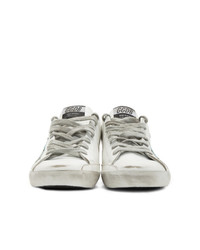 weiße und blaue Leder niedrige Sneakers von Golden Goose