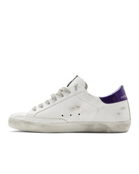 weiße und blaue Leder niedrige Sneakers von Golden Goose