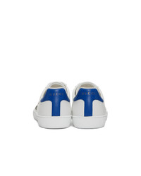 weiße und blaue Leder niedrige Sneakers von Gucci
