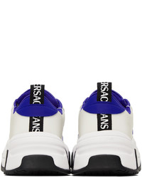 weiße und blaue Leder niedrige Sneakers von VERSACE JEANS COUTURE