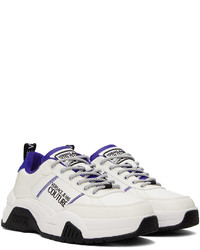 weiße und blaue Leder niedrige Sneakers von VERSACE JEANS COUTURE