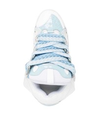 weiße und blaue Leder niedrige Sneakers von Lanvin