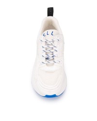 weiße und blaue Leder Sportschuhe von Stella McCartney