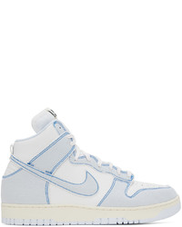 weiße und blaue Leder Sportschuhe von Nike