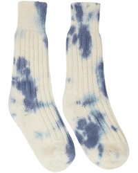 weiße und blaue Mit Batikmuster Socken