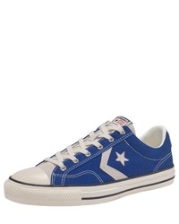 weiße und blaue niedrige Sneakers von Converse