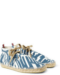 weiße und blaue Segeltuch Espadrilles