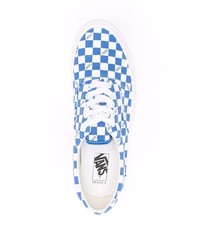 weiße und blaue Segeltuch niedrige Sneakers mit Karomuster von Vans