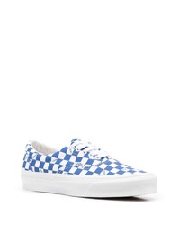 weiße und blaue Segeltuch niedrige Sneakers mit Karomuster von Vans