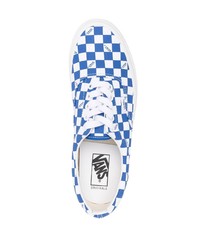 weiße und blaue Segeltuch niedrige Sneakers mit Karomuster von Vans