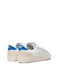weiße und blaue Segeltuch niedrige Sneakers von adidas