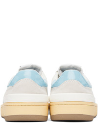 weiße und blaue Segeltuch niedrige Sneakers von Lanvin