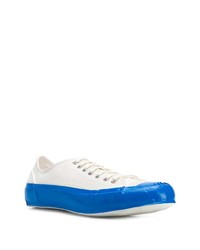 weiße und blaue Segeltuch niedrige Sneakers von Comme Des Garcons SHIRT